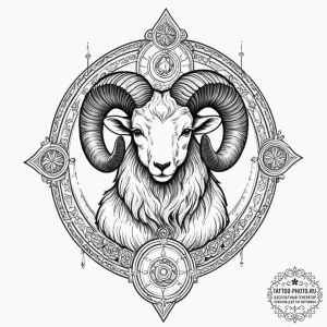 Tattoo sketch an aries ram with the "emperor"... - эскиз тату (№1754692645_0, 08.08.2025 22:37) — tattoo-photo.ru