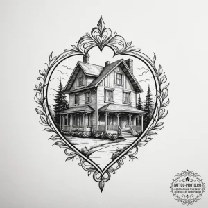 Tattoo design a house outline with a specific... - эскиз тату (№1754697573_0, 08.08.2025 23:59) — tattoo-photo.ru
