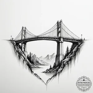 Tattoo design a powerful bridge, symbolizing... - эскиз тату (№1754697967_0, 09.08.2025 00:06) — tattoo-photo.ru
