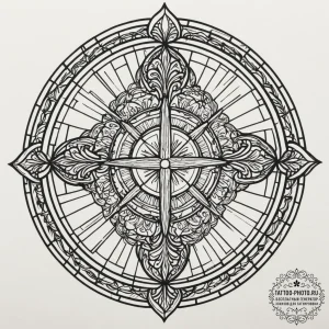 A shot of a stained-glass window with sunligh... - эскиз тату (№1754698162_0, 09.08.2025 00:09) — tattoo-photo.ru