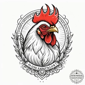 Rooster, tattoo drawing outline, on a clean w... - эскиз тату (№1754699735_0, 09.08.2025 00:35) — tattoo-photo.ru
