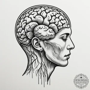 Human head with exposed holographic brain, co... - эскиз тату (№1754700721_0, 09.08.2025 00:52) — tattoo-photo.ru
