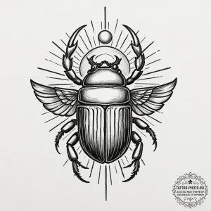 An egyptian scarab pushing the sun (is there,... - эскиз тату (№1754701712_0, 09.08.2025 01:08) — tattoo-photo.ru