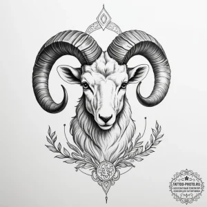 Tattoo sketch an aries ram's horn subtly curv... - эскиз тату (№1754702304_0, 09.08.2025 01:18) — tattoo-photo.ru