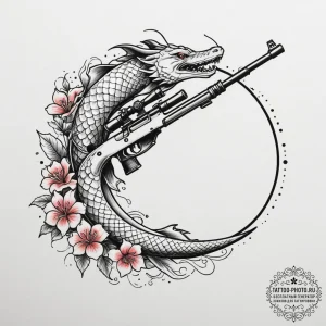 Tattoo sketch a futuristic sniper rifle scope... - эскиз тату (№1754706063_0, 09.08.2025 02:21) — tattoo-photo.ru