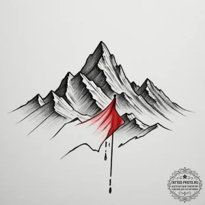Tattoo sketch a mountain peak with a single,... - эскиз тату (№1754706259_0, 09.08.2025 02:24) — tattoo-photo.ru