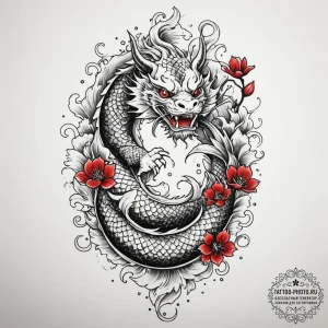 Statue, ink illustration for tattoo, irezumi... - эскиз тату (№1754706456_0, 09.08.2025 02:27) — tattoo-photo.ru