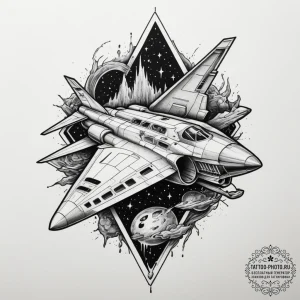 Spaceship wreck, tattoo flash sheet design, b... - эскиз тату (№1754707641_0, 09.08.2025 02:47) — tattoo-photo.ru