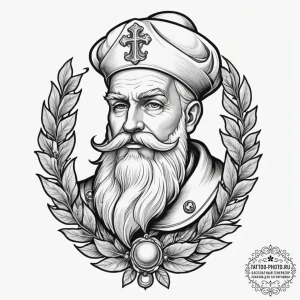 St. nicholas, concept art for tattoo, old sch... - эскиз тату (№1754709025_0, 09.08.2025 03:10) — tattoo-photo.ru