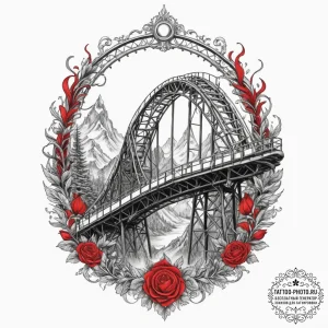 Rollercoaster, concept art for tattoo, neo tr... - эскиз тату (№1754709222_0, 09.08.2025 03:13) — tattoo-photo.ru