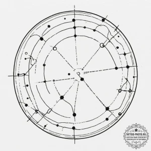 Tattoo sketch a zodiac constellation on a per... - эскиз тату (№1754709812_0, 09.08.2025 03:23) — tattoo-photo.ru