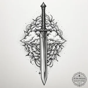 A sword piercing a cloud, tattoo drawing outl... - эскиз тату (№1754710800_0, 09.08.2025 03:40) — tattoo-photo.ru