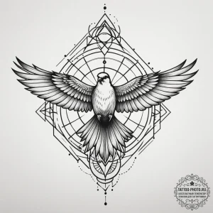 Tattoo design a silhouette of a flying bird,... - эскиз тату (№1754711196_0, 09.08.2025 03:46) — tattoo-photo.ru