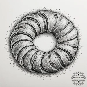 A close-up of a freshly baked croissant, show... - эскиз тату (№1754711590_0, 09.08.2025 03:53) — tattoo-photo.ru