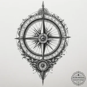 Sundial, ink illustration for tattoo, realist... - эскиз тату (№1754711788_0, 09.08.2025 03:56) — tattoo-photo.ru