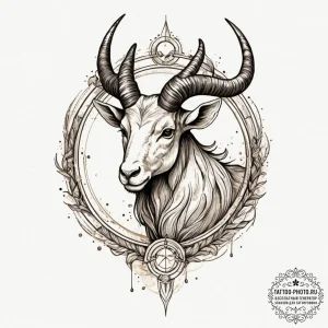 Capricorn, concept art for tattoo, bold outli... - эскиз тату (№1754711985_0, 09.08.2025 03:59) — tattoo-photo.ru