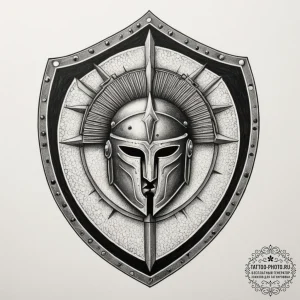 Tattoo sketch an ancient greek hoplite shield... - эскиз тату (№1754712773_0, 09.08.2025 04:12) — tattoo-photo.ru