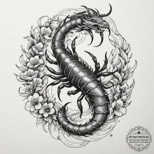 Tattoo design a menacing scorpio scorpion, wi... - эскиз тату (№1754713168_0, 09.08.2025 04:19) — tattoo-photo.ru
