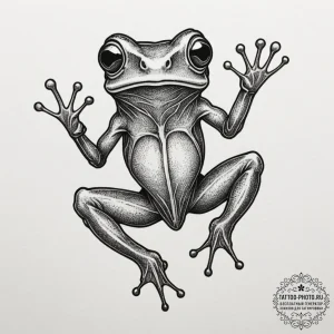 A glass frog with visible organs, tattoo line... - эскиз тату (№1754713561_0, 09.08.2025 04:26) — tattoo-photo.ru