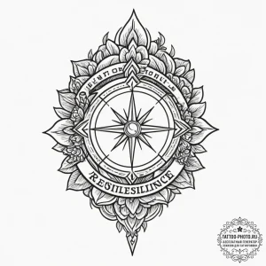 Tattoo sketch a quote about resilience and ov... - эскиз тату (№1754714351_0, 09.08.2025 04:39) — tattoo-photo.ru