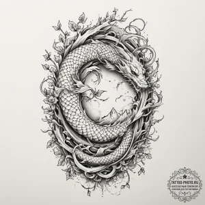 Tattoo design an ancient ruin covered in vine... - эскиз тату (№1754716127_0, 09.08.2025 05:08) — tattoo-photo.ru