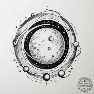 Tattoo sketch a small, elegant planet (e.g.,... - эскиз тату (№1754716323_0, 09.08.2025 05:12) — tattoo-photo.ru