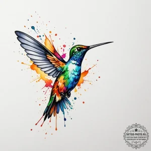 Tattoo design a subtle hummingbird, its wings... - эскиз тату (№1754717307_0, 09.08.2025 05:28) — tattoo-photo.ru