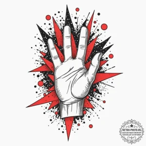 Tattoo design a glowing "victory screen" with... - эскиз тату (№1754717505_0, 09.08.2025 05:31) — tattoo-photo.ru