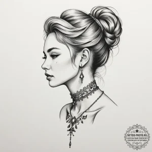 Tattoo design a neck with a delicate line res... - эскиз тату (№1754718293_0, 09.08.2025 05:44) — tattoo-photo.ru