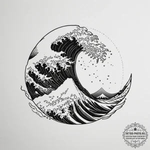 Tattoo design a traditional japanese wave pat... - эскиз тату (№1754720655_0, 09.08.2025 06:24) — tattoo-photo.ru