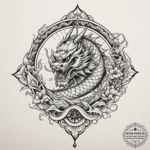 Tattoo sketch a weathered compass, pointing t... - эскиз тату (№1754721245_0, 09.08.2025 06:34) — tattoo-photo.ru