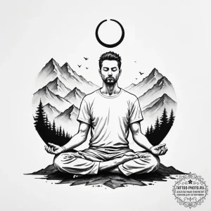 Tattoo sketch a minimalist silhouette of a ma... - эскиз тату (№1754721441_0, 09.08.2025 06:37) — tattoo-photo.ru