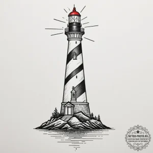Lighthouse, tattoo line art, on a clean white... - эскиз тату (№1754722034_0, 09.08.2025 06:47) — tattoo-photo.ru