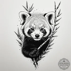 A red panda on a bamboo stalk, ink illustrati... - эскиз тату (№1754724201_0, 09.08.2025 07:23) — tattoo-photo.ru