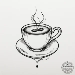 Tattoo sketch a 'coffee cup' on one, a 'coffe... - эскиз тату (№1754726366_0, 09.08.2025 07:59) — tattoo-photo.ru