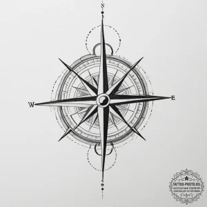 Tattoo design a compass pointing to an abstra... - эскиз тату (№1754726564_0, 09.08.2025 08:02) — tattoo-photo.ru