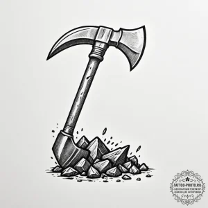 Tattoo design a miner's pickaxe, symbolizing... - эскиз тату (№1754727351_0, 09.08.2025 08:15) — tattoo-photo.ru