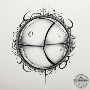 Tattoo design a glowing orb split into two ha... - эскиз тату (№1754729121_0, 09.08.2025 08:45) — tattoo-photo.ru