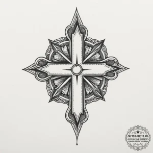 Tattoo design a minimalist cross or star of l... - эскиз тату (№1754729318_0, 09.08.2025 08:48) — tattoo-photo.ru