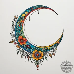 Moon, ink illustration for tattoo, on a clean... - эскиз тату (№1754729910_0, 09.08.2025 08:58) — tattoo-photo.ru
