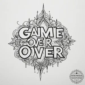 Tattoo design a minimalist 'game over' text l... - эскиз тату (№1754731288_0, 09.08.2025 09:21) — tattoo-photo.ru