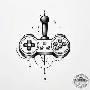 Tattoo design a tiny stylized joystick dotwor... - эскиз тату (№1754736673_0, 09.08.2025 10:51) — tattoo-photo.ru