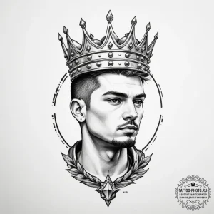 Tattoo design 'player 1' with a crown above i... - эскиз тату (№1754737461_0, 09.08.2025 11:04) — tattoo-photo.ru