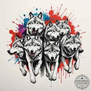 Tattoo sketch a wolf pack in full stride, for... - эскиз тату (№1754737660_0, 09.08.2025 11:07) — tattoo-photo.ru