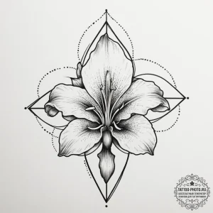 Heraldic lily, concept art for tattoo, on a c... - эскиз тату (№1754738475_0, 09.08.2025 11:21) — tattoo-photo.ru