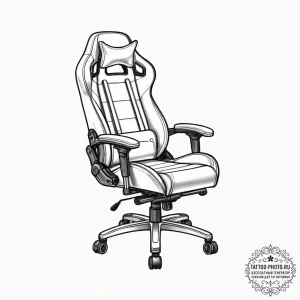Tattoo sketch a stylized gamer chair with erg... - эскиз тату (№1754739702_0, 09.08.2025 11:41) — tattoo-photo.ru