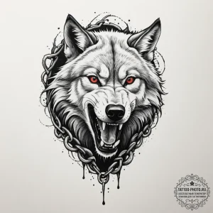 Tattoo sketch a fenrir wolf, breaking free fr... - эскиз тату (№1754739900_0, 09.08.2025 11:45) — tattoo-photo.ru