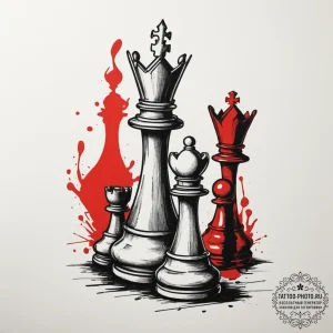 A single chess piece (e.g., the queen), tatto... - эскиз тату (№1754740096_0, 09.08.2025 11:48) — tattoo-photo.ru