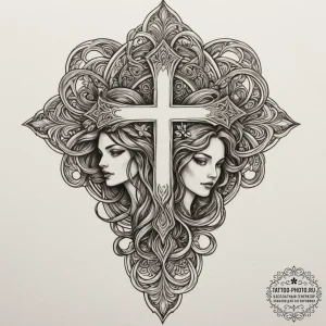 Tattoo design a subtle representation of two... - эскиз тату (№1754740295_0, 09.08.2025 11:51) — tattoo-photo.ru