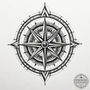 Tattoo design a small, stylized compass., art... - эскиз тату (№1754740510_0, 09.08.2025 11:55) — tattoo-photo.ru